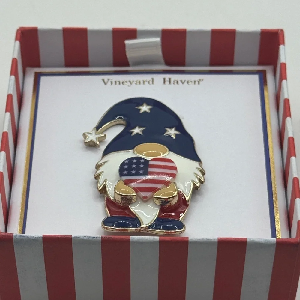 Vineyard Haven Patriotic Gnome Pin